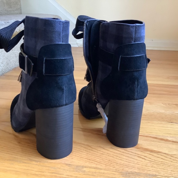 Splendid Celine High Heeled Suede Ankle Boots Black Gray Plaid SZ 9.5 NWOT - Picture 7 of 16